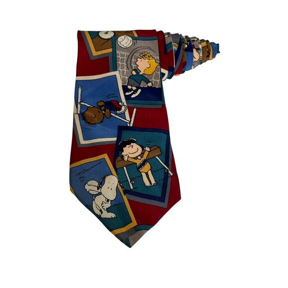Peanuts The Game Of Life Sports Gymnastics Pole Vault Swimming Bicycle Necktie - Picture 1 of 7